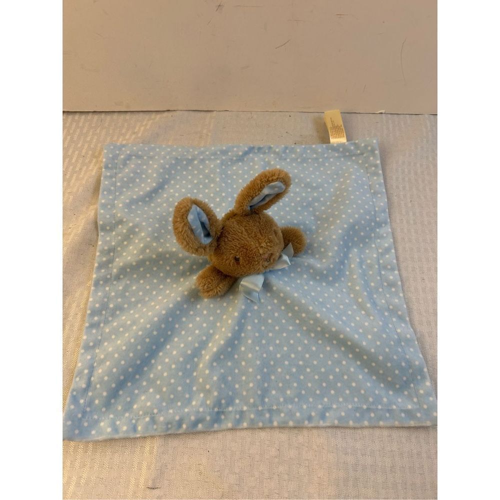 Dandees gold label bunny blue dots blankie rattle‎ 12.5x12.5”